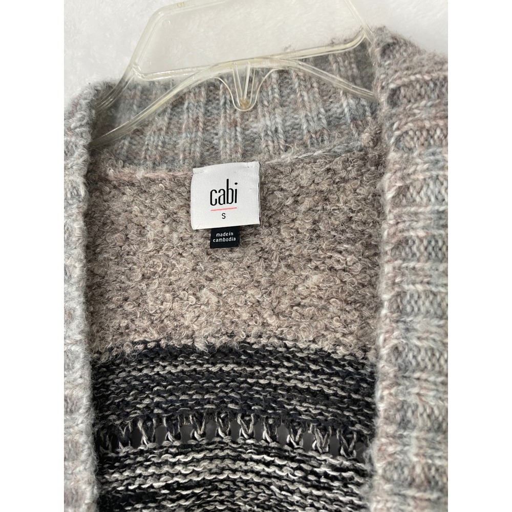 Cabi Womens Small Cardigan Sweater Textured Striped Chunky Knit Granola Girl - Picture 4 of 7